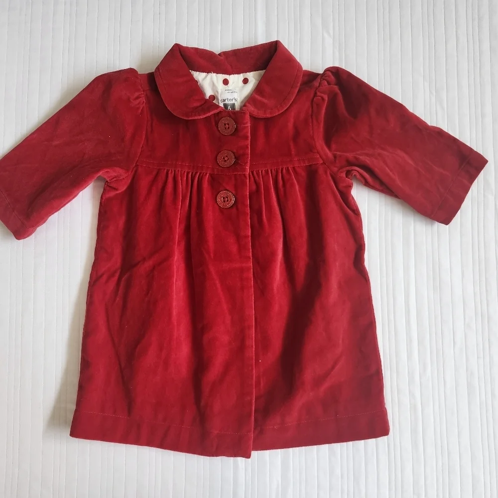 Carter's Red Polka Dot Lining Baby Jacket Coat 6 Months